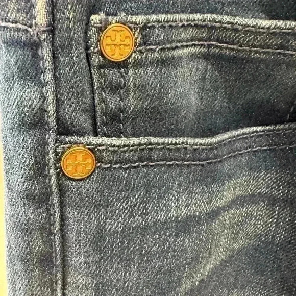 - Tory Burch Classic Mid Rise Boot Cut Jeans,  Size 27​​​​​​​​ Pre-Owned. - Picture 5 of 7